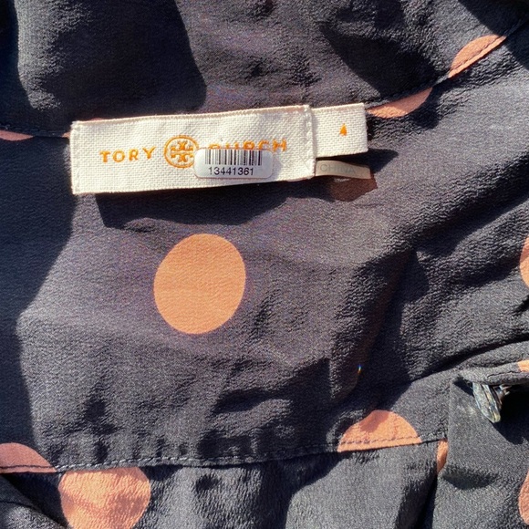 Tory Burch Ruffle Trimmed Polka Dot Silk Crepe De Chine Dress size 4 - Picture 4 of 12